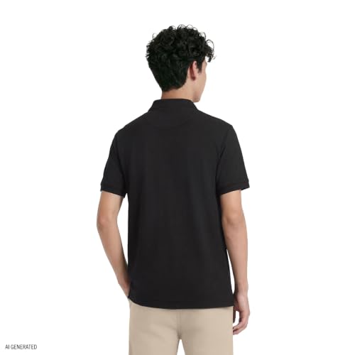 Image of IZOD Boys' School Uniform Short Sleeve Polo Shirt, Button Closure, Comfortable & Soft Pique Fabric