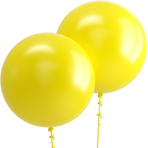 Image of Bezente Pro Duralatex Yellow Extra-Thick Balloons 12 Pack 24 inch | Yellow Balloons for Long-Lasting Professional Party Decorations, Large Lemon Theme Honey Theme Birthday Summer Events