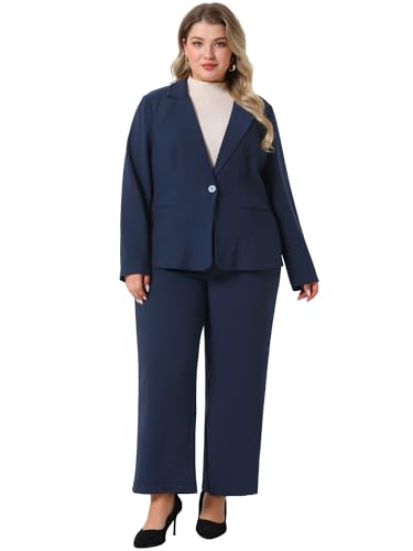 Agnes Orinda Plus Size Suit Two Piece Outfits for Women Business Office Blazer Jacket and Pants Suit Set3