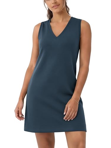 Image of ODODOS Modal Soft V-Neck Tank Dress for Women Sleeveless Sundress Casual Relaxed Summer Dress with Pocket