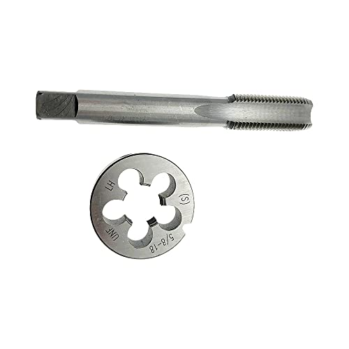 5/8-18 Tap Die Set LH Left Hand 5/8x18 Tap Die Straight Fluted Machine Tool, 5/8 x 18 Tap and Round Die Machine Screw LH 5/8-18 Threading Tool 5/8-18 Thread Tap