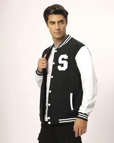 Image of BE SAVAGE Men's Cotton Blend Standard Length Varsity Jacket
