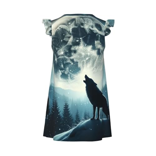 Augenstern Flutter Sleeve Nightgown Pajama Gown Wolf-Howl-Moon Easy Pull-On Sleepwear Nightdress2