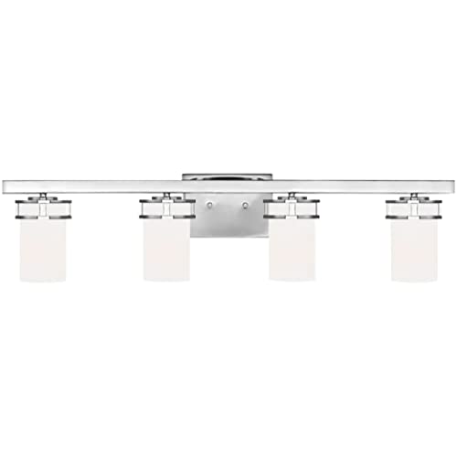 Image of Generation Lighting 4421604-05 4-Light Robie Bath Fixture Wall Lamp Chrome 4421604-05, Bathroom Light Fixture for Home Decor, Vanity Light Fixture Uses A19 Standard or LED Light Bulbs