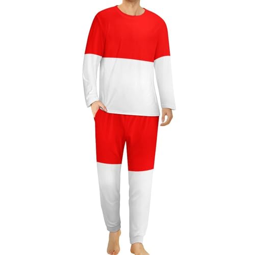 Zakqeik Yemen Flag Mens Pajamas Set Long Sleeve Top,Pajamas for Men Stylish Mens Sleepwear Pjs Set with Pockets