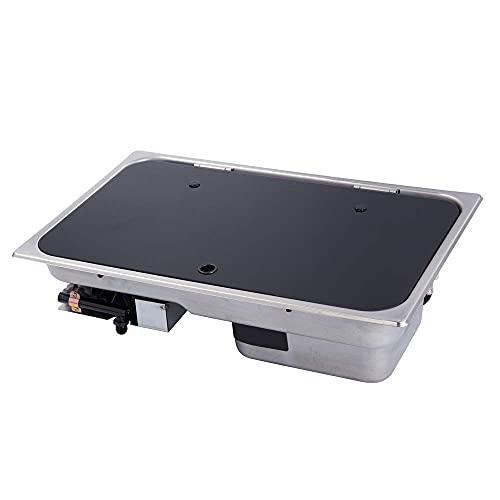 Gas Camping Stove Burner Boat Caravan RV Camper LPG Gas Stove Hob and Sink Comb RV Cooktop Stove with Tempered Glass Lid (GR-903, 1 Burner Sink Stove)