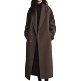 [HOTIAN] チェスターコート レディース ロングコート ジャケット 秋冬 厚手 暖かい トレンチコート 羽織「柔らかな肌触り・体型カバー」オーバーサイズ ゆったり ファッション 通勤 オフィス お出かけ（M・（ベルト付きブラウン）