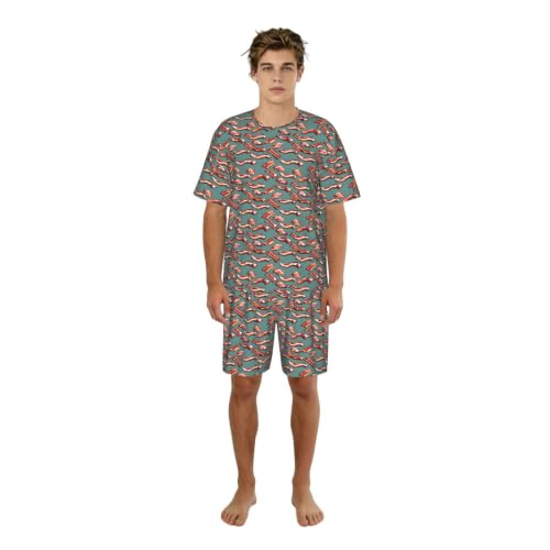 Pyjama manches courtes homme imprimé bacon idéal pour des week-ends détente