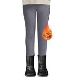 Generisch Mädchen Winterhose mit Fleece Futter weiche Jogginghose gesticktes Kaninchen Motiv Bequeme Kinderhose für kalte Tage (Light Gray, 4-5 Years)