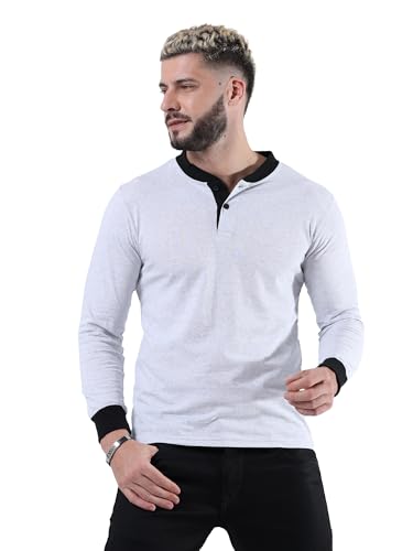 Image of fanideaz Mens Premium High Neck Henley T Shirts for Men Branded Full Sleeve Shirt for Men in Pure Cotton Casual & Formal Wear