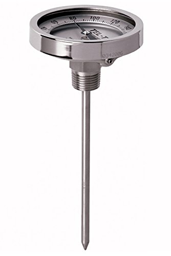 Tel-Tru 381006AN Model Gt500R Resettable Bi-Metal Process Grade Thermometer, Stainless Steel, 5" Dial, 1/2" Npt Back Connection, 0.250" Diameter x 6" Long 304Ss Stem, -40/120 Degrees Fahrenheit and -40/50 Degrees Celsius, +/- 1% Full Span Accuracy