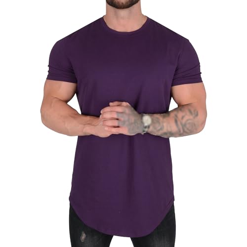 T-shirt athlétisme homme en coton haut de gamme avec coupe longue moderne