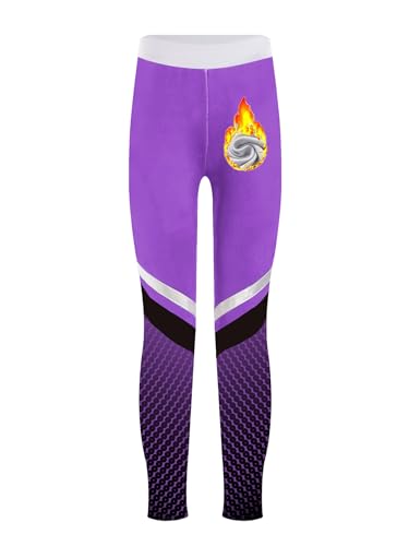 TiaoBug Kids Girl's Figure Skating Pants High Waist Athletic Leggings Tight Stretchy Yoga Pants Competition Tights3