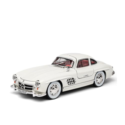 Image of Model Car Exclusive Alloy Metal Pull Back Die-cast Car Metal Pullback Toy car with Openable Doors & Light Music Best Gifts Toys Kids (1:24 Scale Benz 300SL - White)