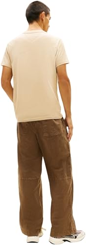 Tommy Jeans Herren T-Shirt Kurzarm Slim Sign Chest mit Logo, Beige (Gentle Gold), S – Ansicht 3