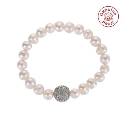 ZVVBOO Freshwater Cultured Pearl Stretch Bracelet For Women Trendy CZ Charm Bracelets Fine Party Jewelry Gifts2