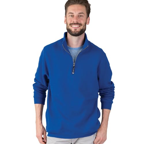 Image of Charles River Apparel Unisex Crosswind Quarter Zip Sweatshirt, Soft Cotton Blend Pullover with Pockets