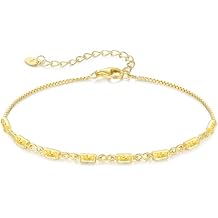 CDE 925 Sterling Silver Birthstone Bracelets for Women, Dainty Simple Link Charm Infinity Tennis Bracelet Birthday Anniversary Valentines Mothers Day Gifts for Mom Wife Her, Chain Length 6.7+1.6