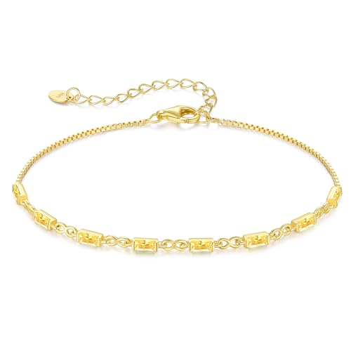 CDE Birthstone Bracelets for Women，925 Sterling Silver Infinity Tennis Bracelet Birthday Ideal Gifts for Mom Wife Her, Chain Length 6.7”+1.6”