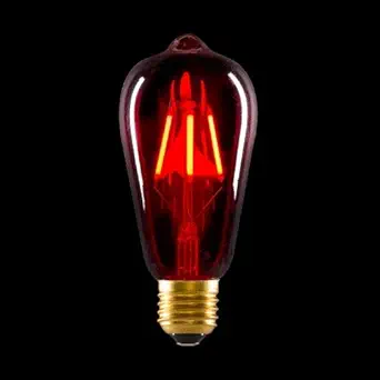 VELOCIOUS Red Color LED 4Watt Filament ST64 Light Bulbs, E26 Base Light bulb ? Energy Saving - Lasts for 25000 Hours - Heavy Duty Glass - 1 Unit