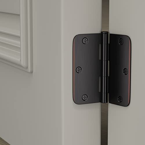 24 Pack Oil-Rubbed-Brushed Door Hinges Haidms 3.5 Inch X 3.5 Inch Interior Door Hinges Oil-Rubbed-Brushed Doors Hinges Antique Bronze Finish With 1/4" Radius Corners #TOP6