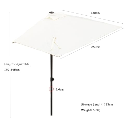Sombrilla de patio rectangular grande impermeable con 5 varillas 2