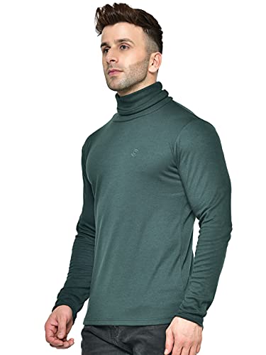Image of CHKOKKO Winter Wear Cotton Plain Full Sleeve Turtle Neck Regular Fit T Shirt For Men
