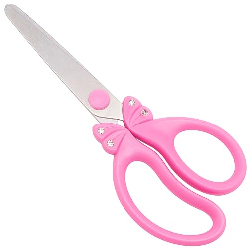 Scissors for Kids Ages 3-5 Preschool Craft Cutting Paper,6″ Blunt Tip Safety Pink Toddler Scissors,Small Child Scissor All Purpose