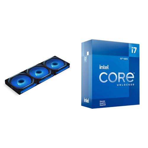 Image of Lian Li UNI Fan SL-Infinity 120 RGB Triple Pack Black with Controller - UF-SLIN120-3B & Intel Core i7-12700KF Gaming Desktop Processor 12 (8P+4E) Cores up to 5.0 GHz Unlocked LGA1700