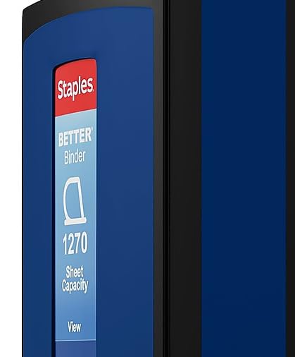 Staples Better Binder Heavy-Duty View, Blue, 1000-Sheet Capacity, 5"