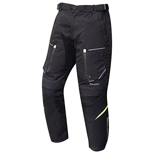 Sweep | Pantalón de Moto con 2 Forros Desmontables para 4 Estaciones | Ideal para Invierno y Verano con Protecciones Desmontables - Marcado CE Negro Fluor, M