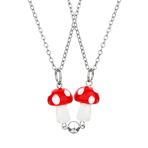 Mjartoria Bff Necklace For 2 Mushroom Pendant Necklace Best Friends Forever Friendship Necklace Best Friend Necklaces Birthday Valentines Day Gifts #TOP22