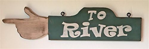 Beach Signs to River Hand Painted Finger Pointing Handmade Wood Sign Points Left or Right