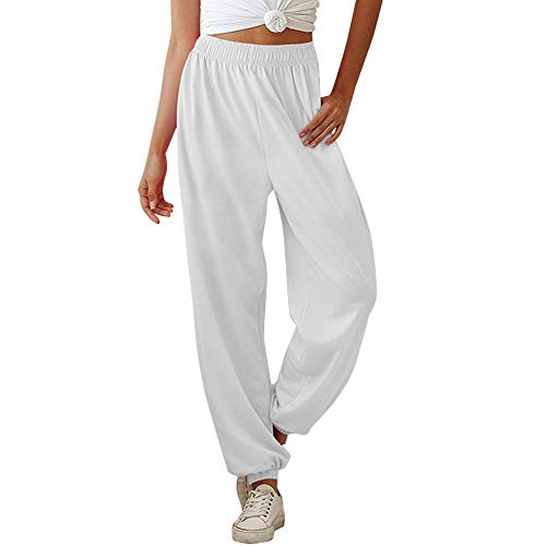 pedkit Moda feminina cor sólida calças cintura elástica bolso solto fino casual esportes moletom cal