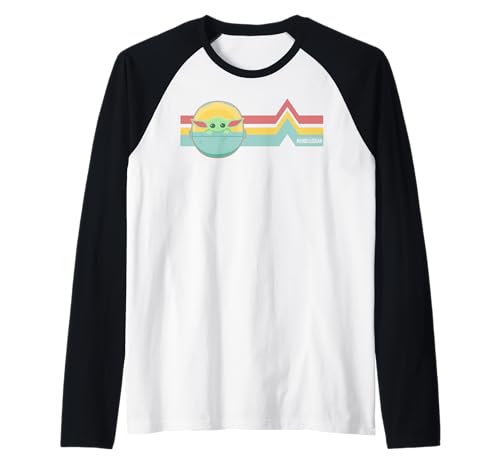 Haut raglan Star Wars imprimé The Child avec finitions soignées et lignes arc-en-ciel