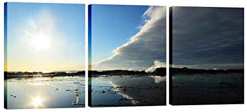 SUMIANYH Strand-Leinwand Wandkunst Sandszene Wandkunst Leinwanddruck Dekor Bild Kunst gespannte Leinwand Holzrahmen für Wohnzimmer Schlafzimmer Badezimmer Büro Küche Wanddekoration Cover