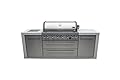 Mont Alpi MAi805-D 44-Inch 6-Burner 115000 BTU Stainless Steel Outdoor Kitchen Bar Island Barbecue Gas Grill w/Ceramic Infrared Rear & Side Burner + Granite Countertops + Storage Cabinets & Wheels