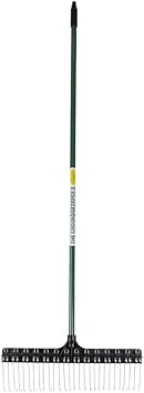 Rake 55-inch Lightweight Fiberglass Handle, 21-inch Head, Durable Steel Tines for Gardening, De-Thatching or Professional Landscaping - Green (6-Pack)