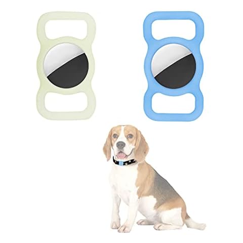 CLZYLRS 2 Pack Silicone Case Compatible with Airtag Dog Collar, Pet Strap Band Design,Adjustable GPS Tracking Dog Cat Accessories Collar Anti-Lost Locator Airtags for Pet Collar(blue-green) Cover
