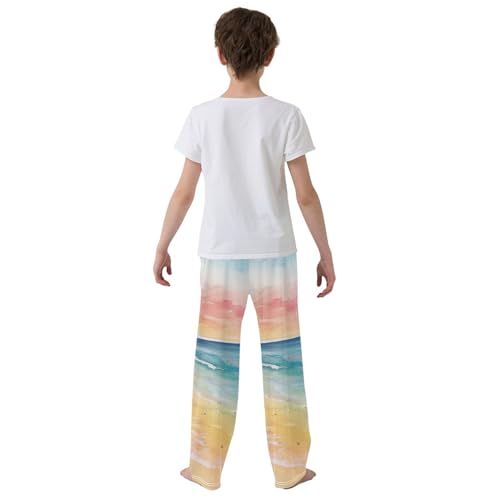 Boys' Pants Beach Waves Colorful Painting Long Bottoms Jogger Pants Elastic Waist Trousers with Pockets S-XL3
