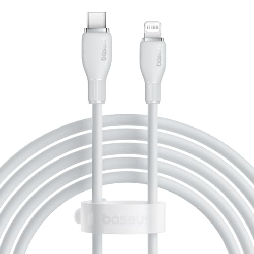 Baseus Pudding Series - Cable de carga rápida tipo C a Lightning (20 W - 2 m), color blanco estelar