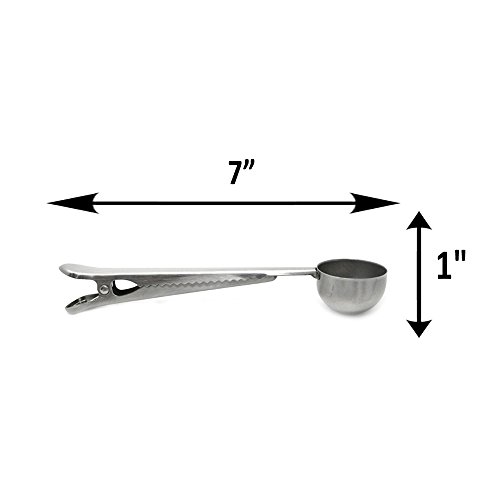 Home-X Stainless Steel Scoop Measuring Spoon With Sealing Clip - For Tea, Coffee, Protein Powder 7”L #TOP1