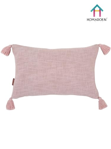 Image of HOMADORN Luxury Cotton Handmade Decorative Boho Throw Pillow Covers with Tassels for Sofa Couch Living Room Indoor Outdoor Chair Car Farmhouse (12X20 INCHES (Rectangle), Lavender (Pack of 2))