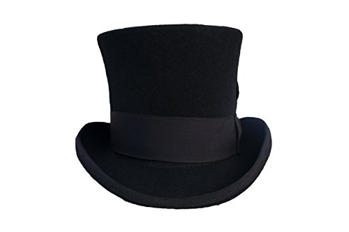 Elegante Men's Black Top Hat - 100% Wool (Large) #TOP2