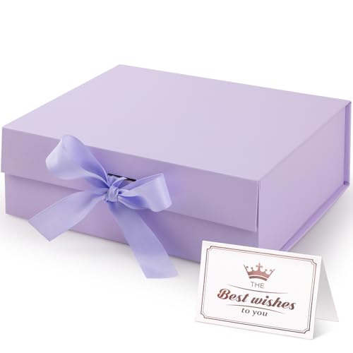 Hianjoo Caja de Regalo 23 * 17 * 7cm, Cajas de Regalo Magnéticas con Tapas y Cinta Cajas Decorativa de Embalaje de Regalo Cajas de Presentación para Regalos Tapas para Embalaje de Regalos, Púrpura
