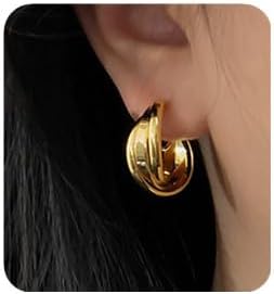 Sither Gold Twist Earrings for Women Trendy Clip On Hoop Earrings Non Pierced Earrings for Halloween Christmas Gift