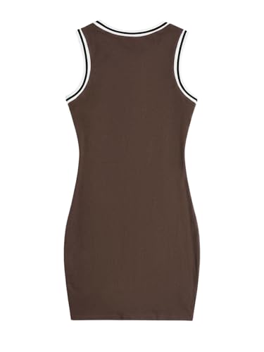 Image of SOLY HUX Women's Letter Graphic Print Color Block V Neck Sleeveless Bodycon Mini Dress