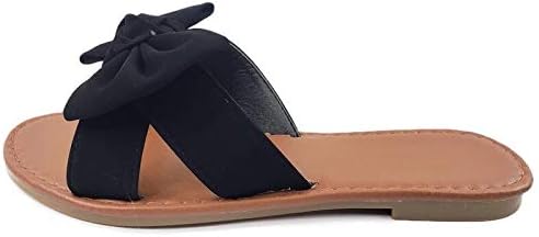 Tiara Women's Sandals Slip On Slide Flat with Twist Knot Bow - Image 5