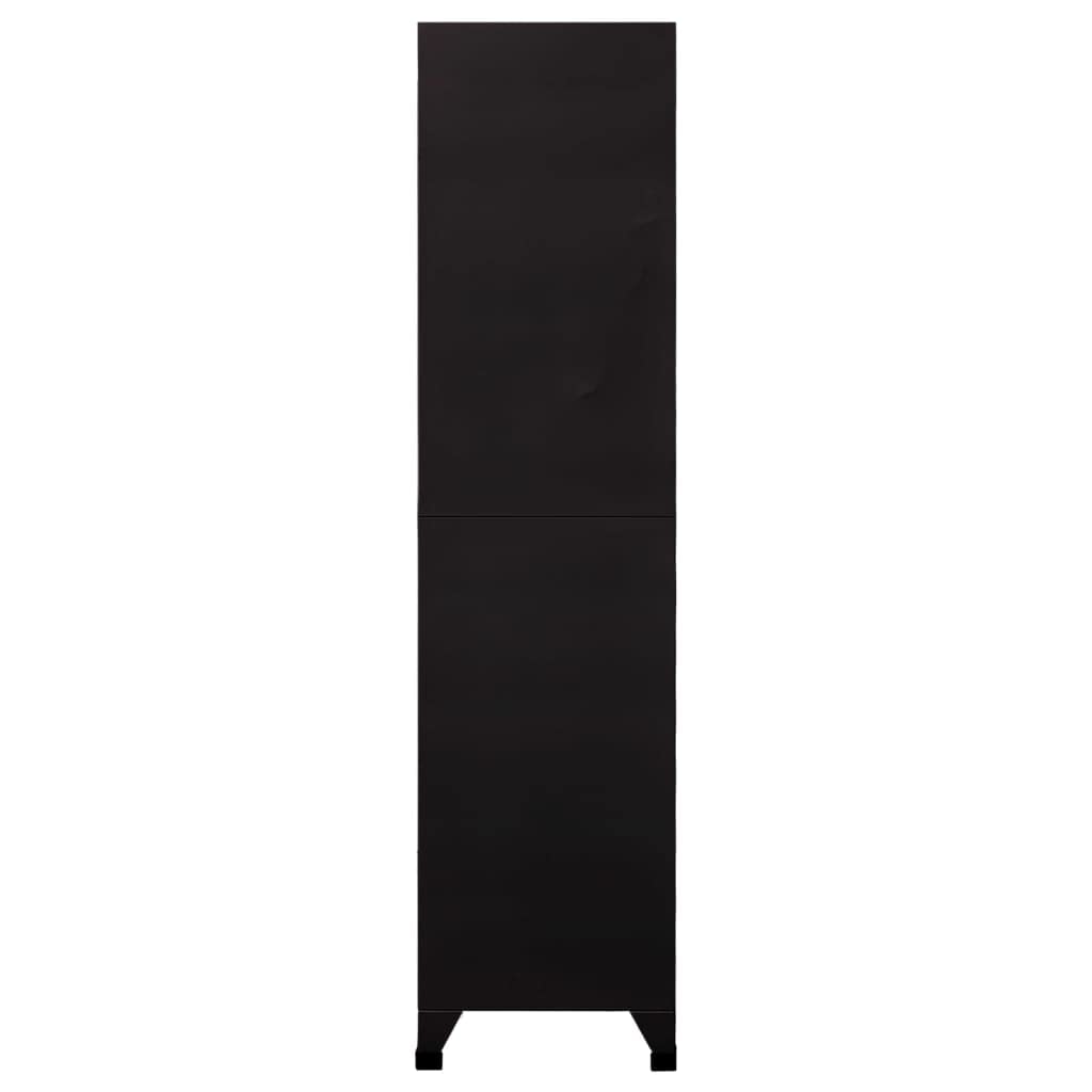 Armadio nero 90 x 45 x 180 cm, armadietto in acciaio con 12 scomparti chiudibili, per ufficio, scuola e archivio, robusto armadio in acciaio con chiavi incluse
