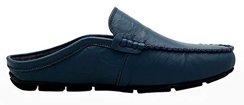 Go Tour Mens Mules Clog Slippers Breathable Leather Slip On Shoes Casual Loafers Blue 12/49 #TOP7